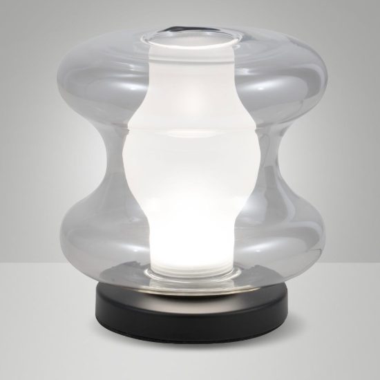 Fabas frua lampada da tavolo vetro grigio chiaro led 7w cct 2700k 3000k 4000k