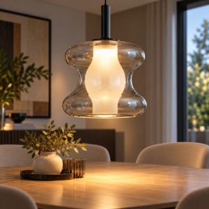 Fabas frua lampada a sospensione vetro cognac led 8w cct 2700k 3000k 4000k dimmerabile