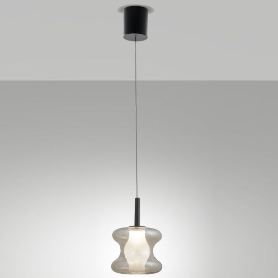 Fabas frua lampada a sospensione vetro cognac led 8w cct 2700k 3000k 4000k dimmerabile