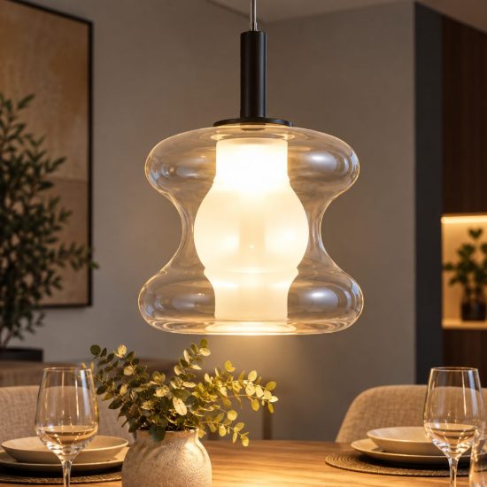 Fabas lampada a sospensione frua vetro grigio chiaro led 8w cct 2700k 3000k 4000k dimmerabile