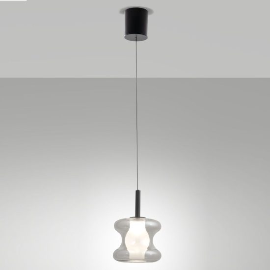 Fabas lampada a sospensione frua vetro grigio chiaro led 8w cct 2700k 3000k 4000k dimmerabile