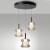 Fabas luce frua lampadario da cucina tre luci vetro cognac led 7w cct 2700k 3000k 4000k dimmerabile