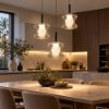 Fabas luce frua lampadario da cucina tre luci vetro cognac led 7w cct 2700k 3000k 4000k dimmerabile