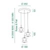 Fabas luce frua lampadario da cucina tre luci vetro cognac led 7w cct 2700k 3000k 4000k dimmerabile