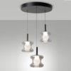 Fabas lampadario da cucina frua tre luci vetro grigio chiaro led 7w cct 2700k 3000k 4000k dimmerabile