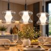 Fabas lampadario da cucina frua tre luci vetro chiaro led 7w cct 2700k 3000k 4000k dimmerabile