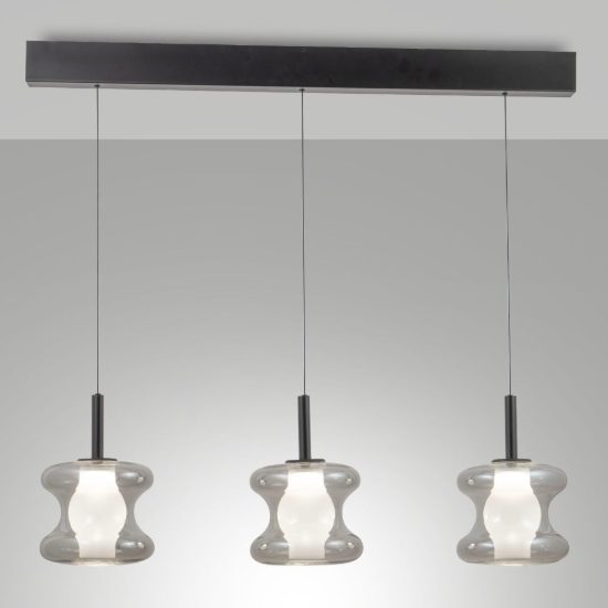 Fabas lampadario da cucina frua tre luci vetro chiaro led 7w cct 2700k 3000k 4000k dimmerabile