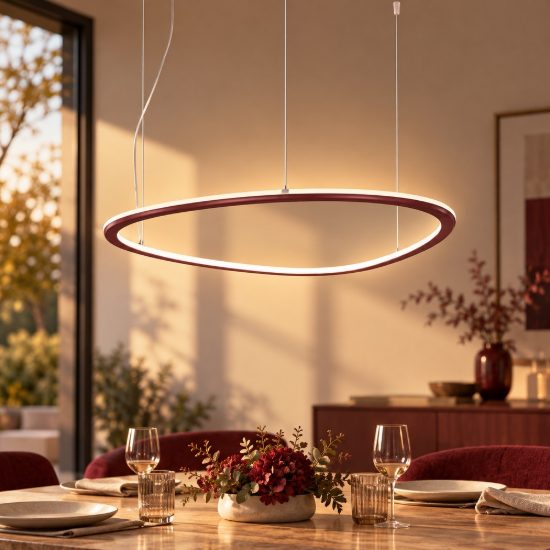 Lampadario led 60w cct 3000k 6000k dimmerabile con telecomando a sospensione plettro moderno bordeaux