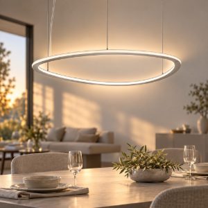 Lampadario a sospensione led 60w cct 3000k 6000k dimmerabile con telecomando grigio perla