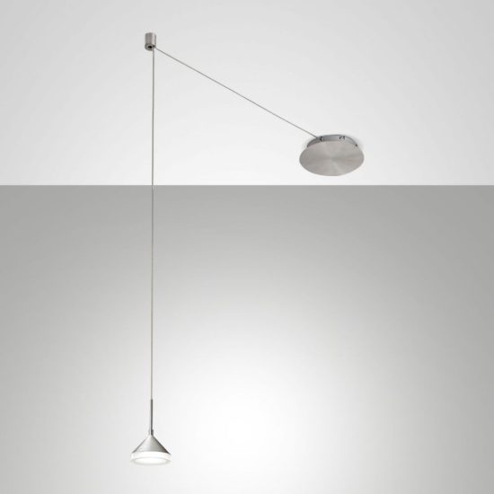 Fabas lampada a sospensione isabella con decentramento alluminio satinato led 8w 3000k dimmerabile