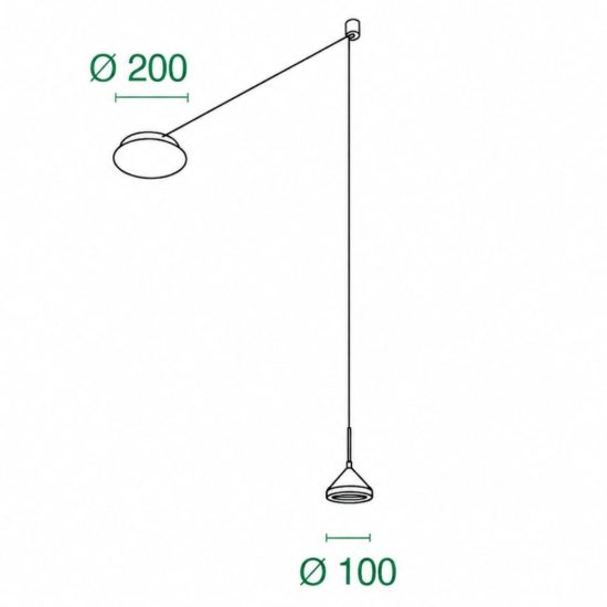 Fabas lampada a sospensione isabella con decentramento alluminio satinato led 8w 3000k dimmerabile