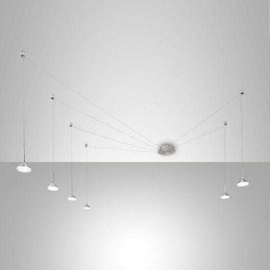 Fabas isabella lampadario moderno con decentramento alluminio led 48w 3000k dimmerabile