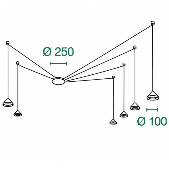 Fabas isabella lampadario moderno con decentramento alluminio led 48w 3000k dimmerabile