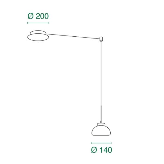 Fabas arabella lampada a sospensione con decentramento led 8w 3000k dimmerabile bianca