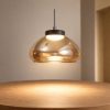 Fabas arabella lampada a sospensione con decentramento vetro ambra led 8w 3000k dimmerabile