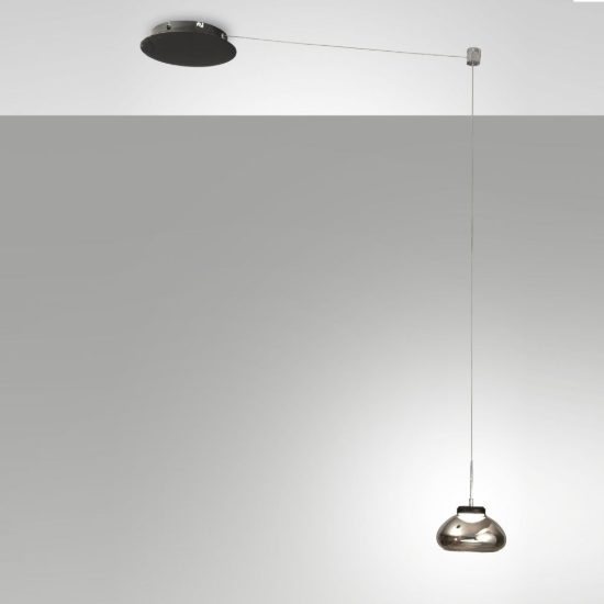 Fabas luce arabella lampada fumé a sospensione con decentramento led 8w 3000k dimmerabile