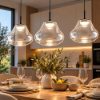 Fabas lampadario per cucina diva tre luci vetro trasparente led 42w cct 2700k 4000k dimmerabile
