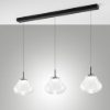 Fabas lampadario per cucina diva tre luci vetro trasparente led 42w cct 2700k 4000k dimmerabile