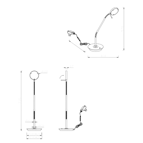 Lampada da scrivania per ufficio bianco led 12w cct 2300k 4000k