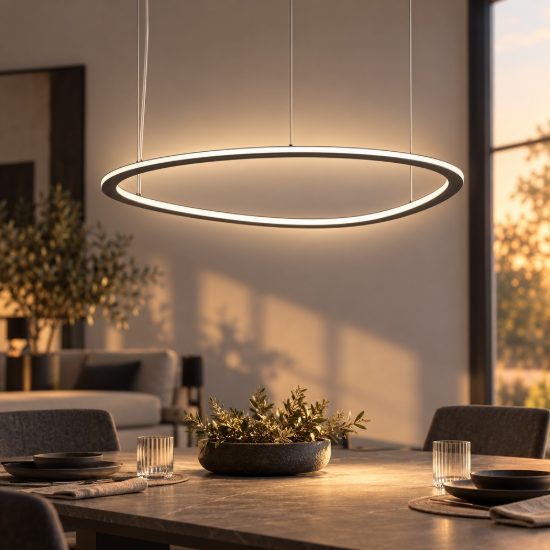 Lampadario a sospensione led 72w cct 3000k 6000k dimmerabile con telecomando antracite