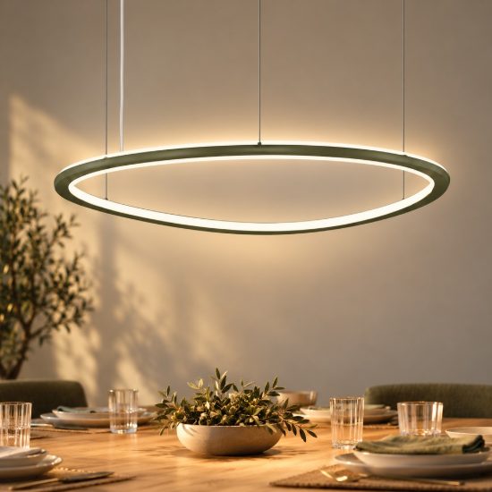 Lampadario led 72w cct 3000k 6000k dimmerabile con telecomando a sospensione verde oliva