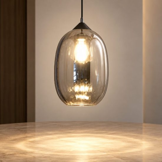 Fabas infinity lampada a sospensione moderna goccia vetro fumé