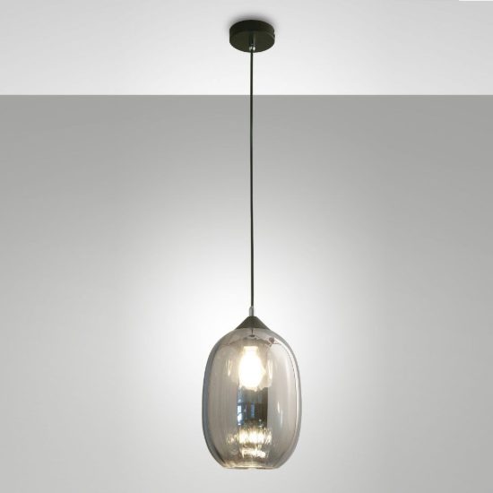 Fabas infinity lampada a sospensione moderna goccia vetro fumé