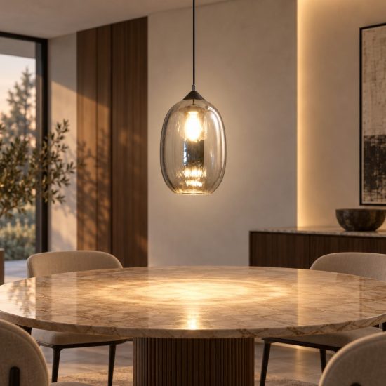 Fabas infinity lampada a sospensione moderna goccia vetro fumé