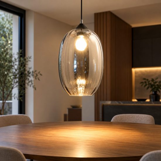 Fabas infinity lampada a sospensione vetro fumé per cucina