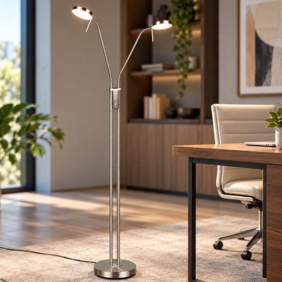 Piantana led 12w cct 2300k 4000k dimmerabile nichel opaco