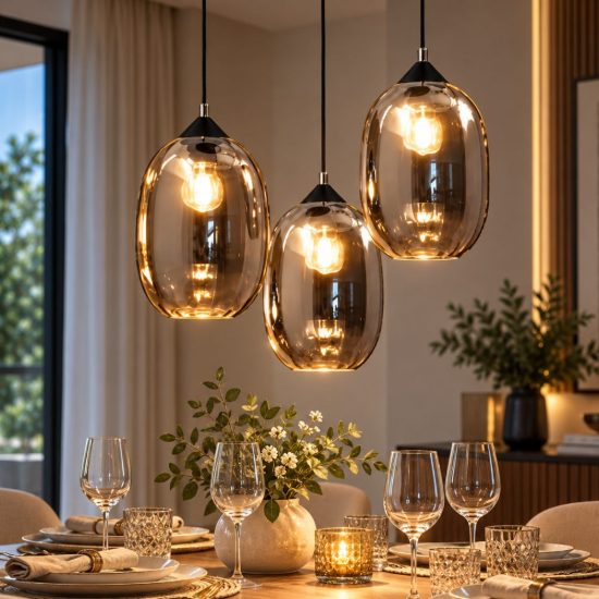 Fabas infinity lampadario da cucina 3 luci vetro fumé
