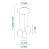 Fabas infinity lampadario da cucina 3 luci vetro fumé