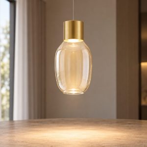 Fabas lampada a sospensione lapo vetro cognac led 12w 3000k dimmerabile