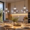Fabas deva lampadario da cucina tre vetri fumé led 42w cct 2700k 3000k 4000k dimmerabile