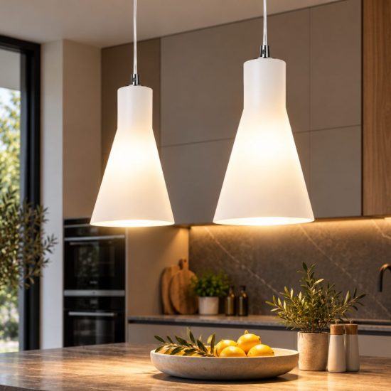 Fabas lampadario da cucina diana due luci vetro bianco