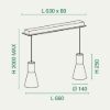 Fabas lampadario da cucina diana due luci vetro bianco