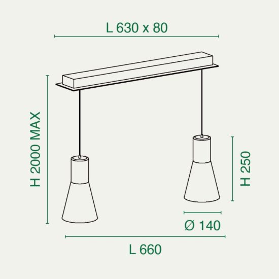 Fabas lampadario da cucina diana due luci vetro bianco