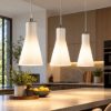 Fabas diana lampadario da cucina tre luci vetro bianco