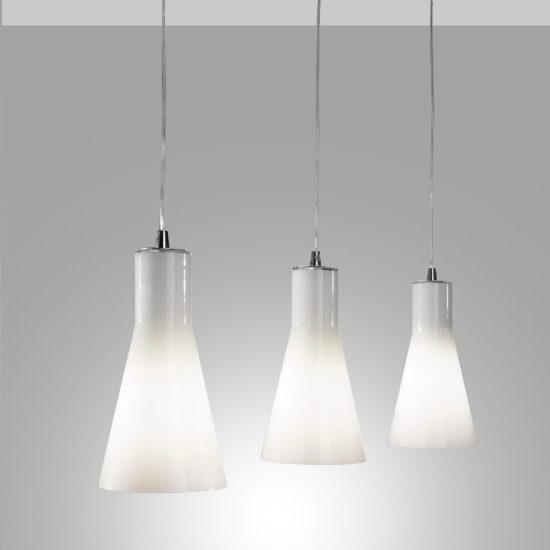Fabas diana lampadario da cucina tre luci vetro bianco