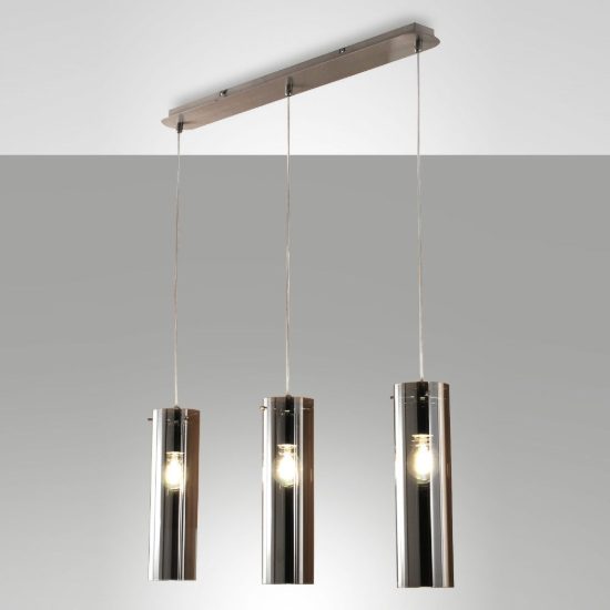 Fabas lampadario da cucina sintesi tre luci vetro fumé