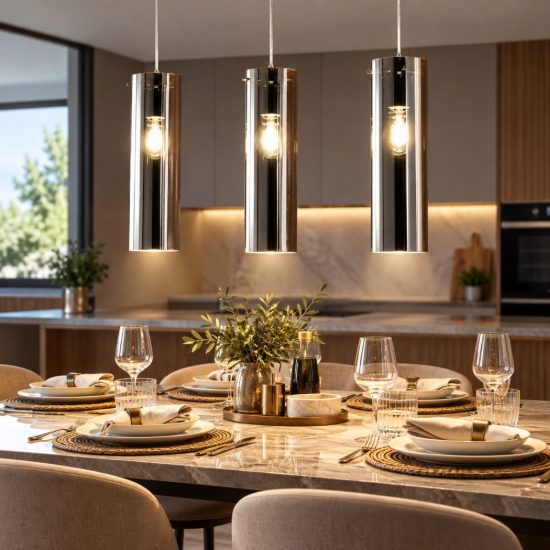 Fabas lampadario da cucina sintesi tre luci vetro fumé