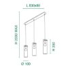 Fabas lampadario da cucina sintesi tre luci vetro fumé
