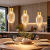Fabas lampadario per cucina lapo tre luci vetro cognac led 36w 3000k dimmerabile