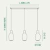 Fabas lampadario per cucina lapo tre luci vetro cognac led 36w 3000k dimmerabile