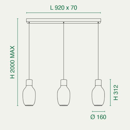 Fabas lampadario per cucina lapo tre luci vetro cognac led 36w 3000k dimmerabile