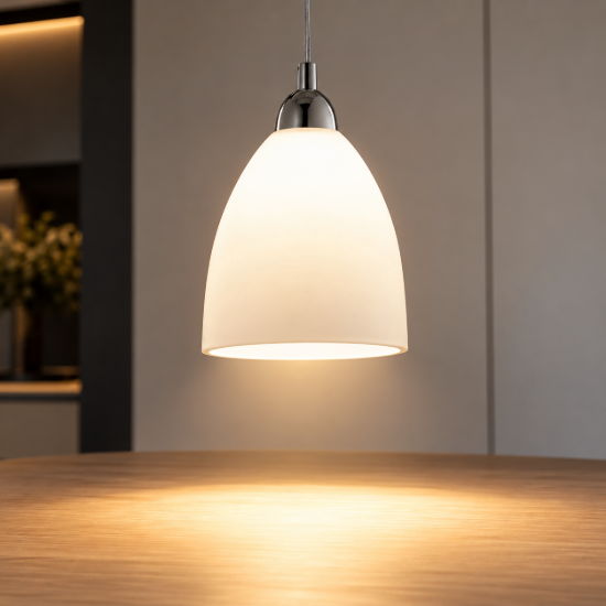 Fabas luce provenza lampada a sospensione per cucina moderna campana bianco vetro