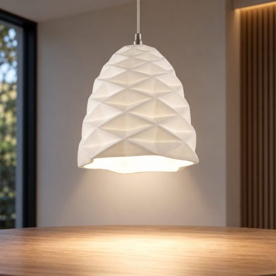Fabas lampada a sospensione duchessa ceramica bianca 30cm