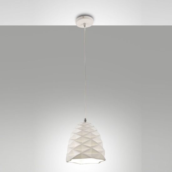 Fabas lampada a sospensione duchessa ceramica bianca 30cm