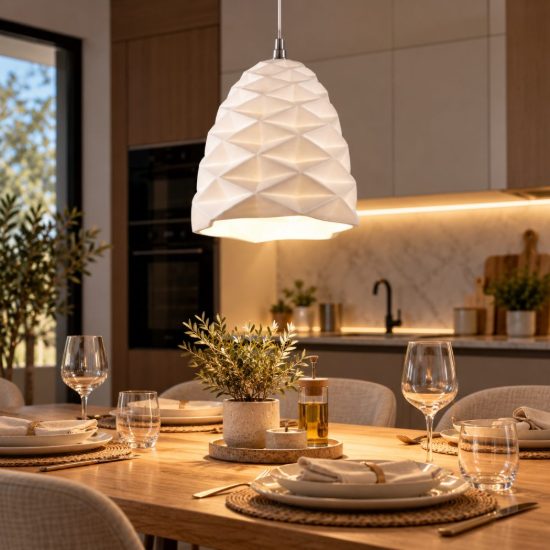 Fabas lampada a sospensione duchessa ceramica bianca 30cm