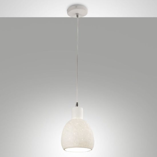 Fabas marina lampada a sospensione moderna campana ceramica bianca